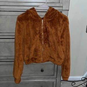 Brown teddy bear zip up jacket